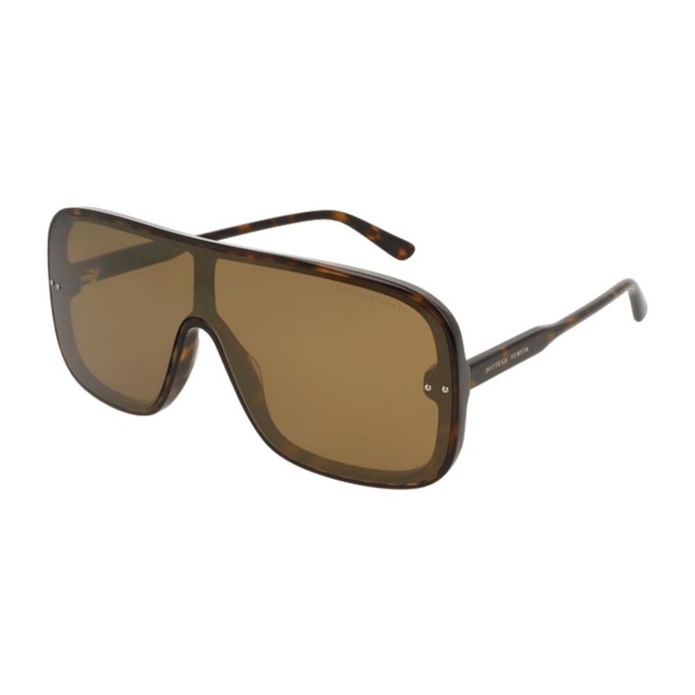 Bottega Veneta Sunglasses Shield Full Rim, Havana Frame and Brown Lens